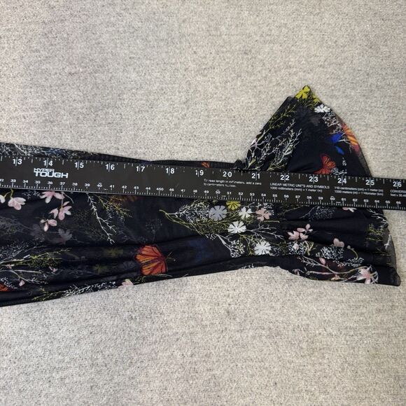 Babydoll Top L Petite Black Sheer Butterfly Stretch Flowy Y2K Goth Fairy Witchy - Picture 5 of 8